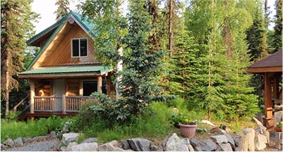 Enjoy a private Kenai Peninsula Cabin tucked into the woods Exterior view of Kenai Peninsula Cabin