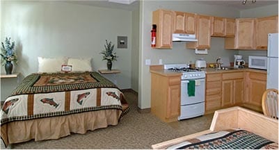 Studio lodging includes full kitchen